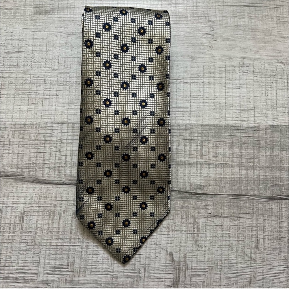 VINTAGE VALENTINO Metallic Gold Floral Tie - Picture 6 of 12